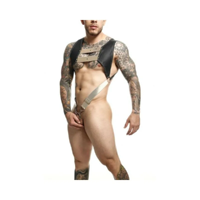 Male Basics Dngeon Croptop Cockring Harness Golden O/s