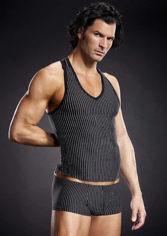 Performance Microfiber Pinstripe V-Neck Tank - Black/White - Large/Extra Large