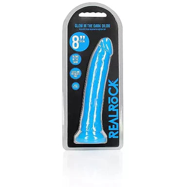 Realrock Glow In The Dark Slim Dildo 8" by Shots