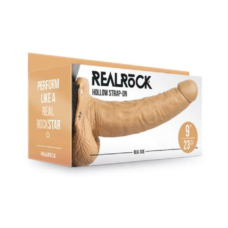 Realrock Hollow Strap-on With Balls 9 In. Mocha