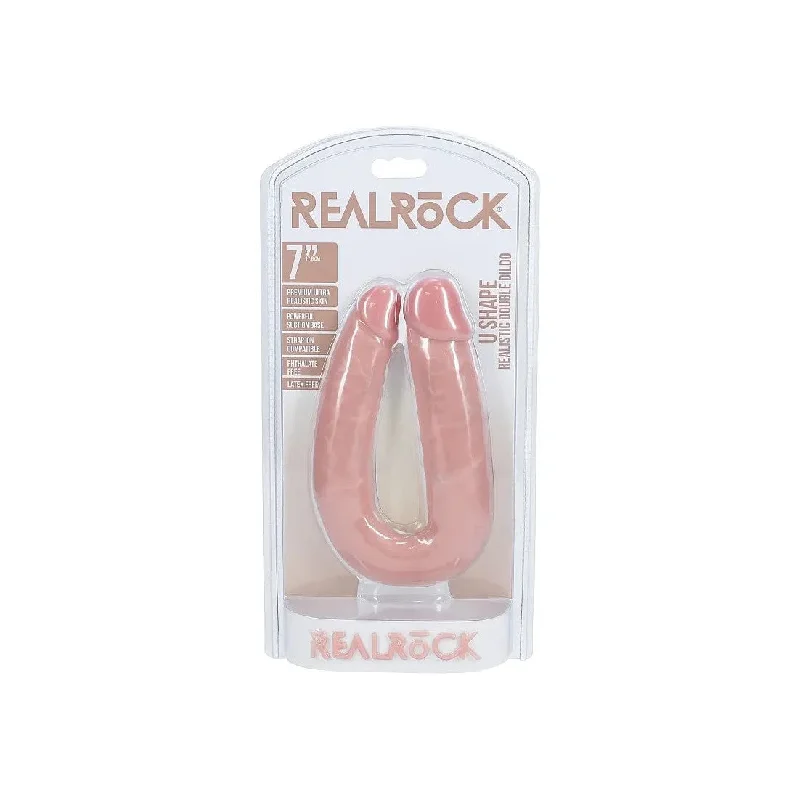 Realrock U Shaped Double Ended Realistic Dildo 7" by Shots