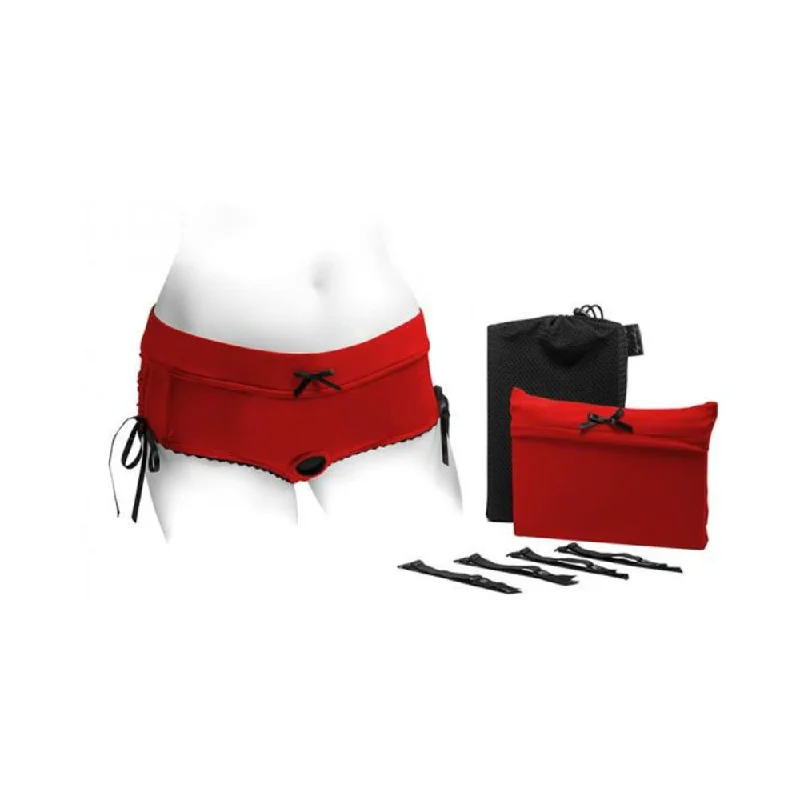 Spareparts Sasha Cinch Booty Short Harness Red/black Size 4xl