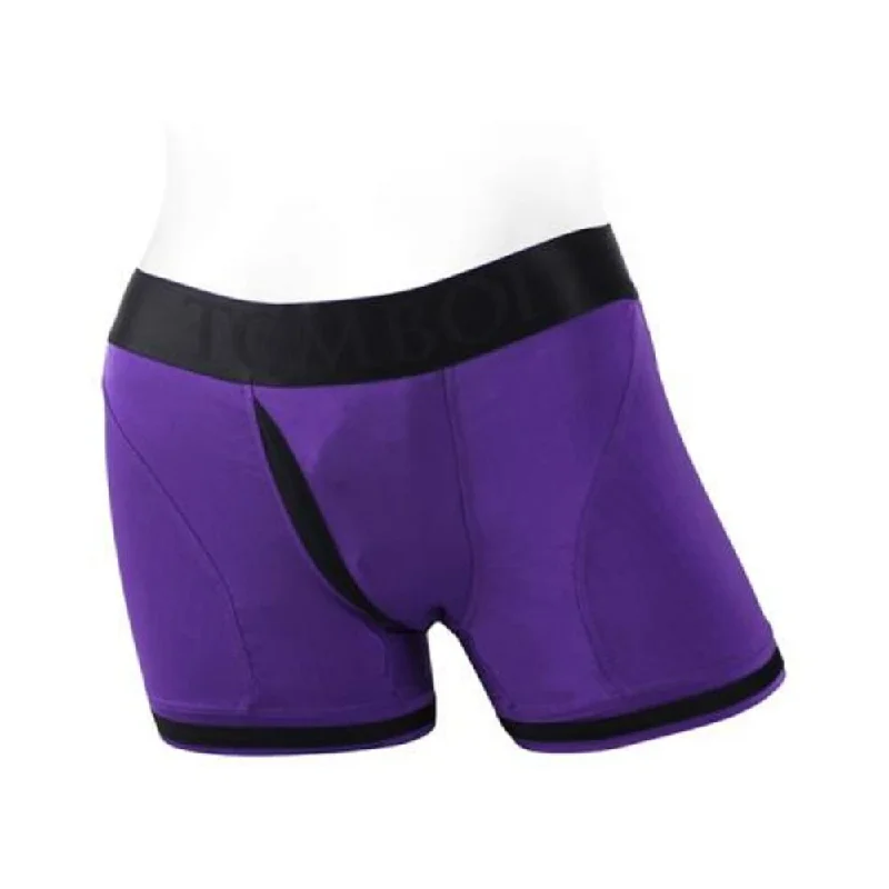 Spareparts Tomboii Nylon Boxer Briefs Harness Purple/black Size 2xl