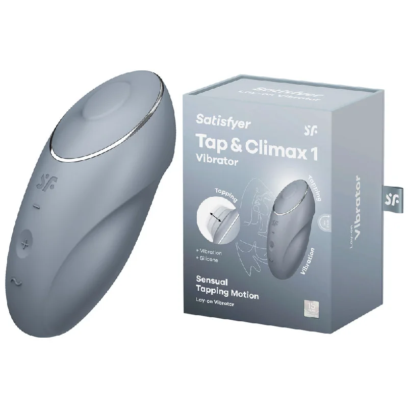 Satisfyer Tap & Climax 1 - Bluegrey - Bluegrey USB Rechargeable Pulsing Stimulator