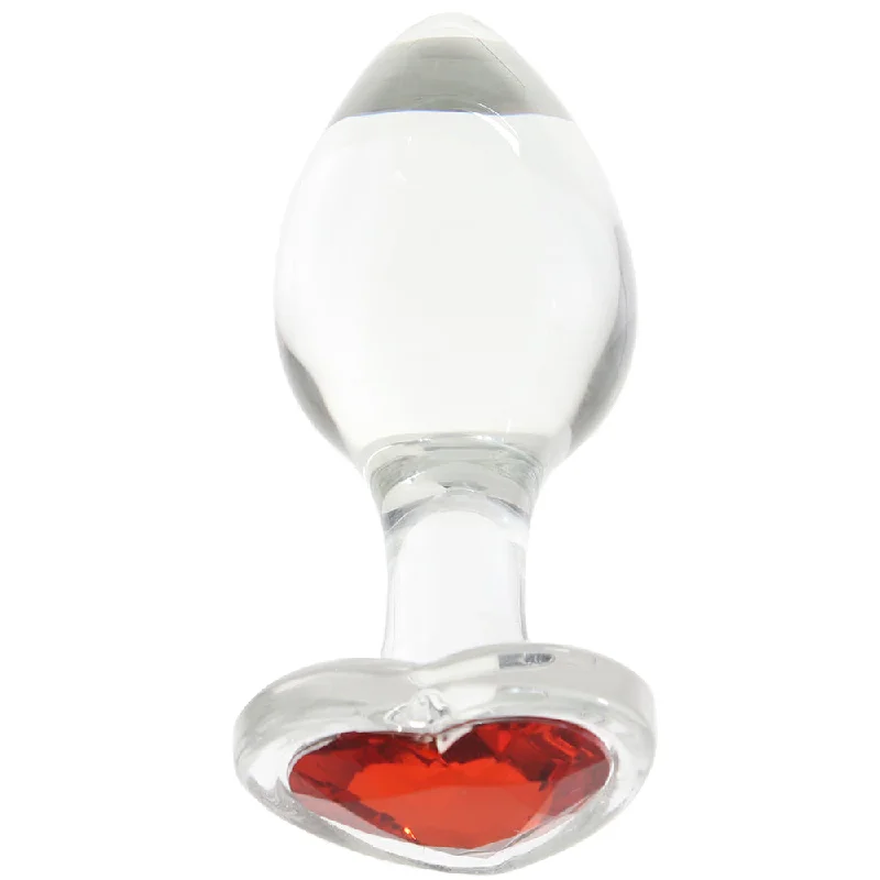 Adam & Eve Red Heart Gem Glass Plug in Large