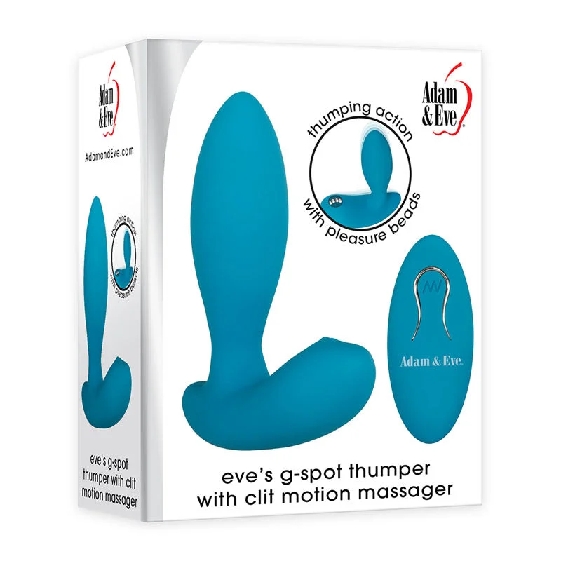 Adam & Eve G-Spot Thumper with Clit Motion Massager - Blue 11.4 cm USB Rechargeable Stimulator with Wireless Remote