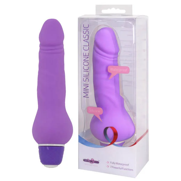 Mini Silicone Classic Vibrator Purple 5.25"