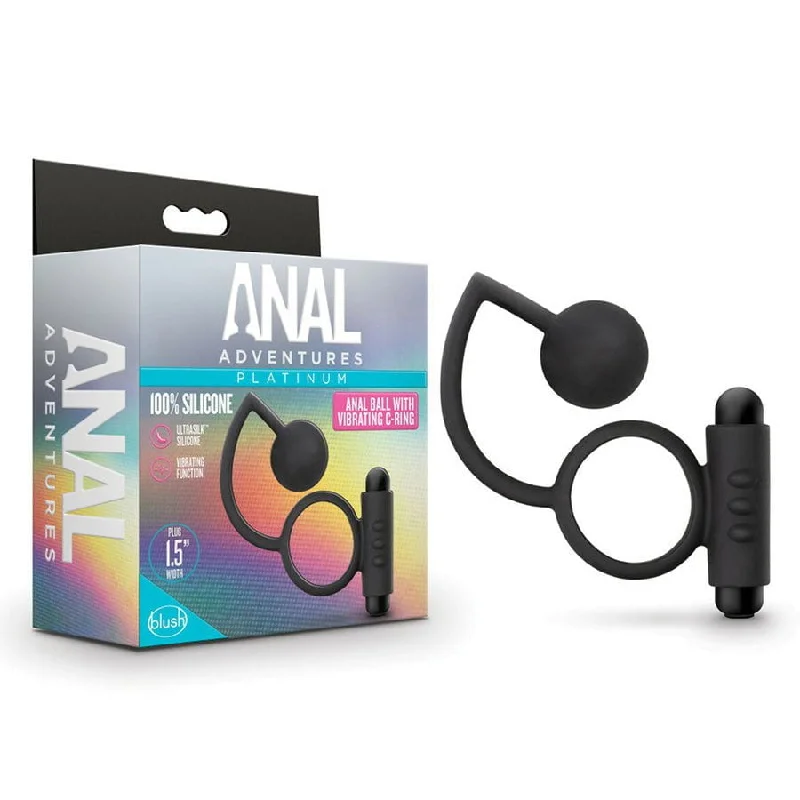 Anal Adventures Platinum Silicone Anal Ball with Vibrating Cock Ring by Blush Novelties