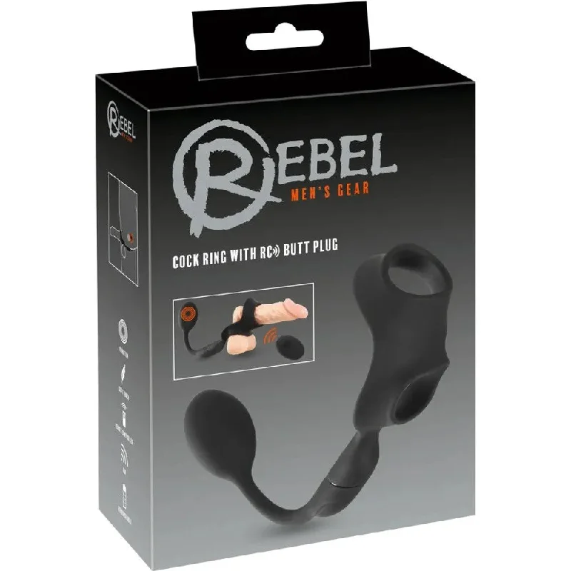 Cock Ring with RC Vibrating Butt Plug for Men by Rebel Men's Gear