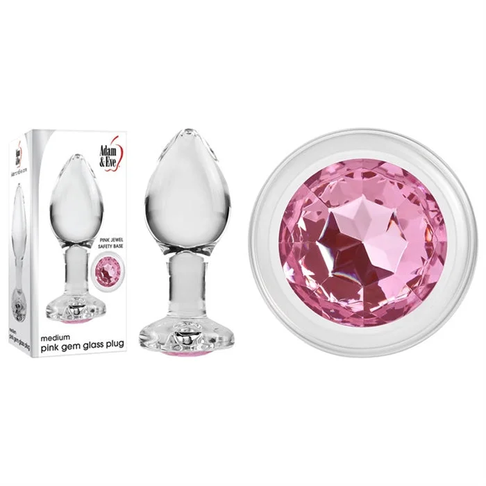 Medium Pink Gem Glass Anal Plug by Adam & Eve