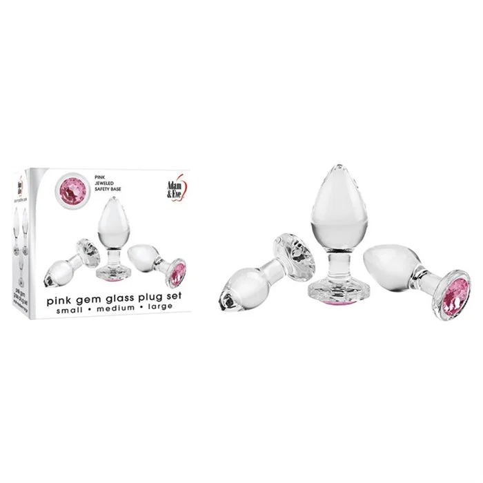 Pink Gem Glass Plug Set 3pk by Adam & Eve