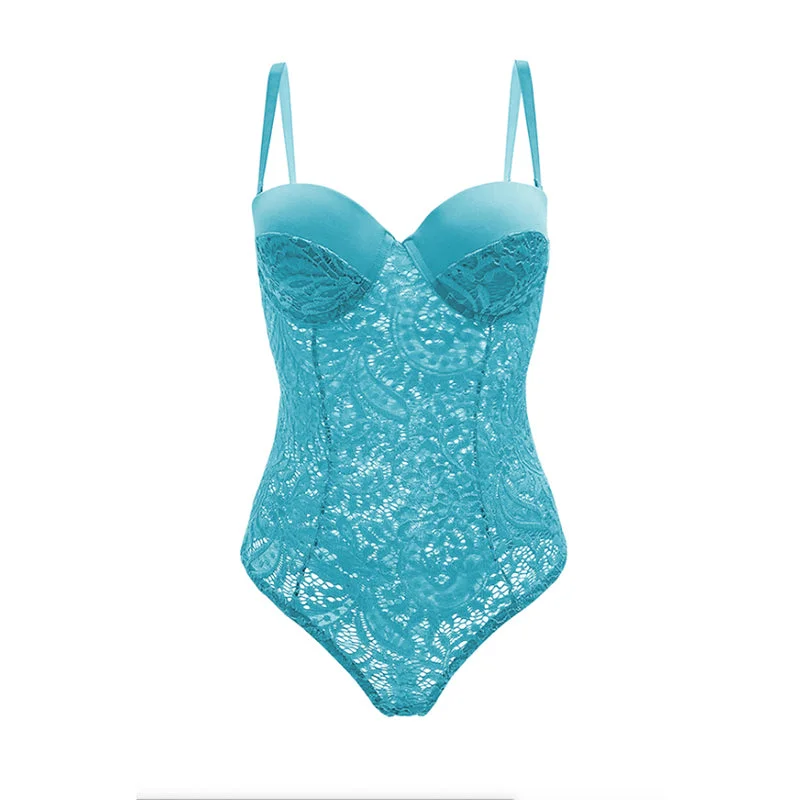 MONROE PUSH UP CUP LACE TEDDY LARGE TEAL