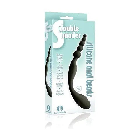 S-Double Header Double Ended Silicone Anal Beads by Icon