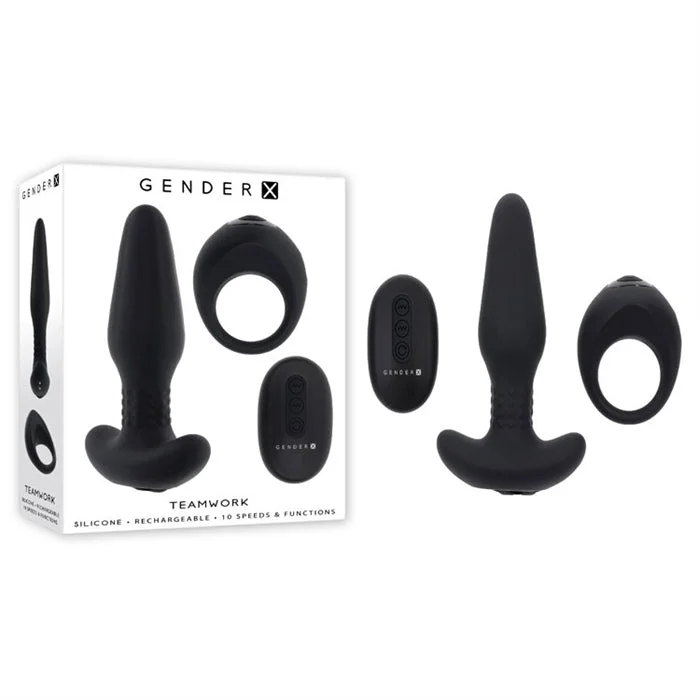 Teamwork Vibrating Anal Plug & Cock Ring by Gender X