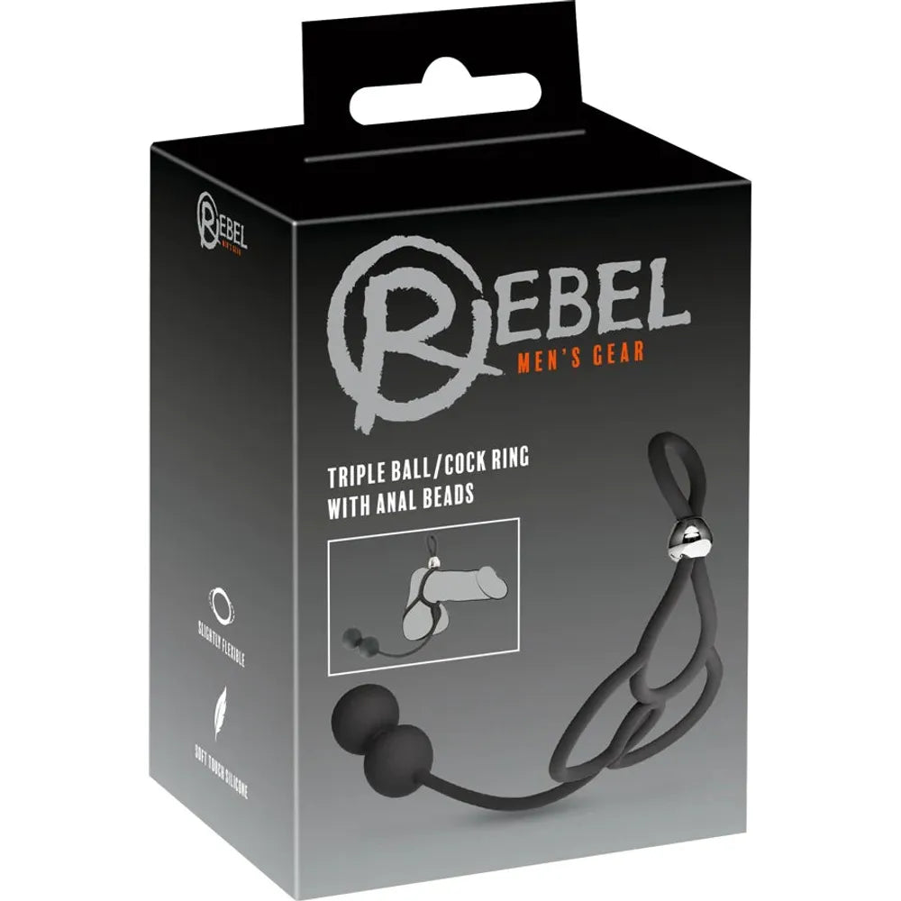 Triple Ball with Anal Beads for Men by Rebel Men's Gear