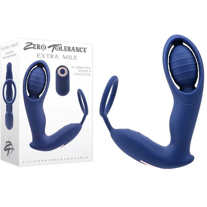 Extra Mile Vibrating Cock Ring & Anal Plug by Zero Tolerance