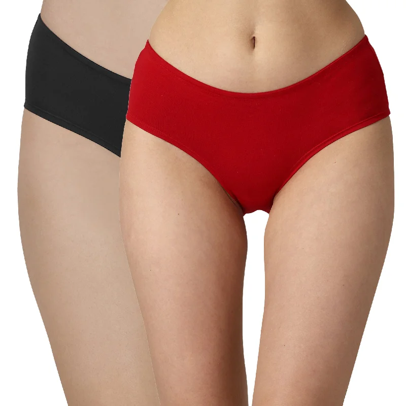 High Coverage Mid Rise Solid Cotton Brief Panty Combo (Pack of 2) - 2MR-26