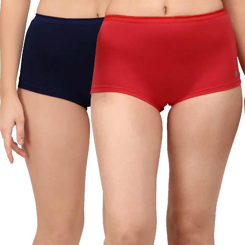 High Rise Full Coverage Cotton Spandex Boyshorts (Pack of 2) - 2BS-25