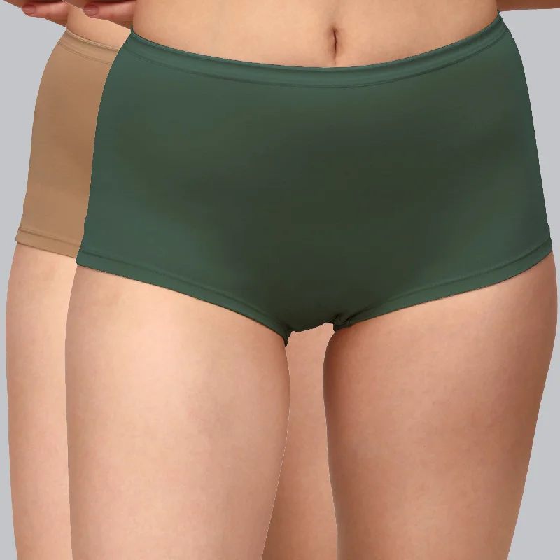 High Rise Full Coverage Cotton Spandex Boyshorts (Pack of 2) - 2BS-25