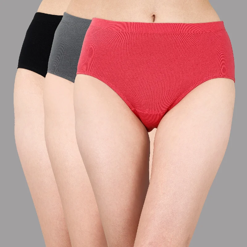 High Waist Full Coverage Solid Stretch Cotton Hipster Panty (Pack of 3) 3HWB-31