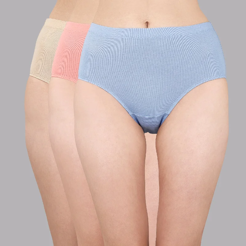 High Waist Full Coverage Solid Stretch Cotton Hipster Panty (Pack of 3) 3HWB-31