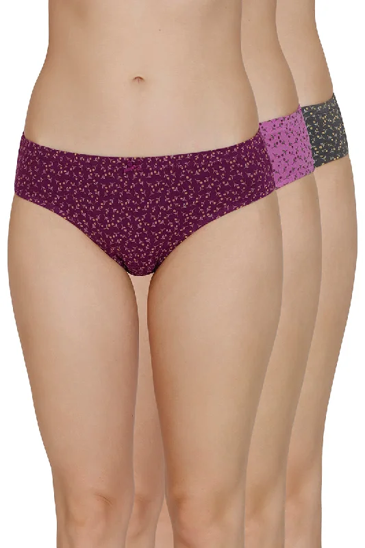 Inner Elastic Print Mid Rise Bikini Panties (Pack of 3)