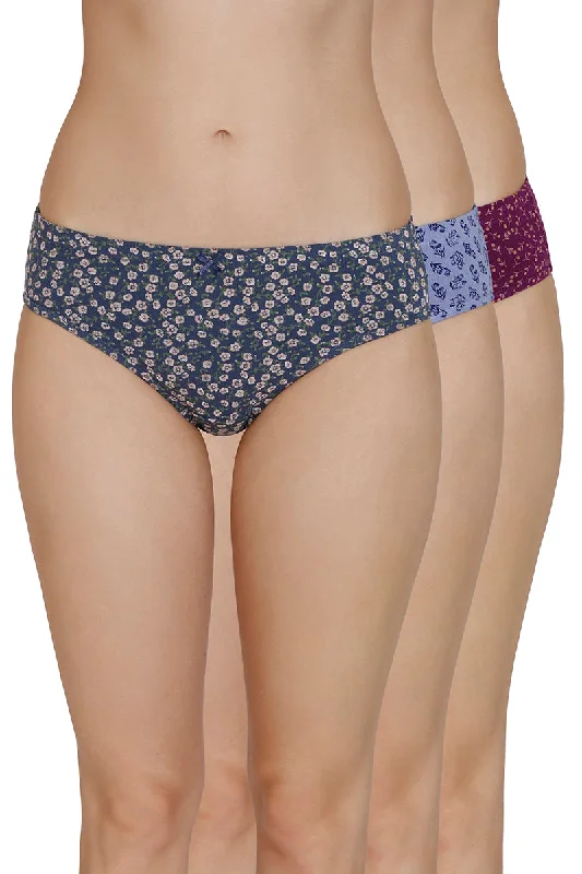 Inner Elastic Print Mid Rise Bikini Panties (Pack of 3)