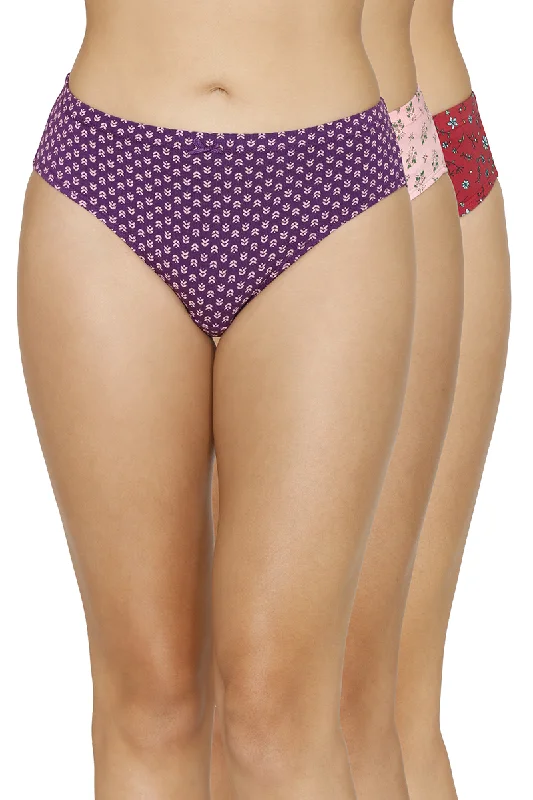 Inner Elastic Printed Mid Rise Bikini Panty (Pack of 3)