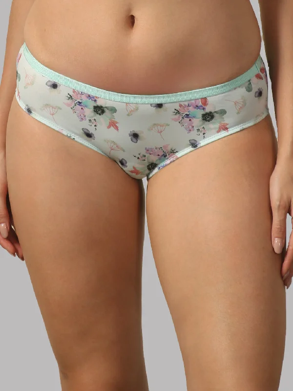 Mid Rise Full Coverage Printed Lacy Brief Panty-FP-1552