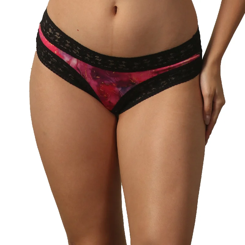 Mid Rise Lace Back Printed Cheekini Panty- FP-1558