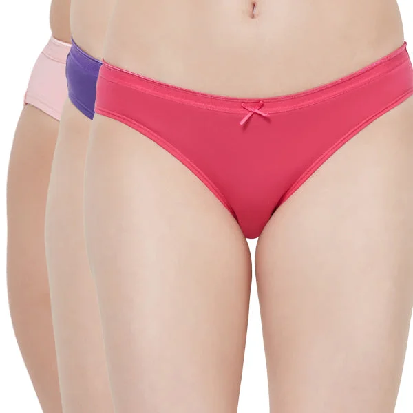 Mid Rise Medium Coverage Solid Colour Cotton Stretch Brief Panty (Pack of 3) - 3BF-14