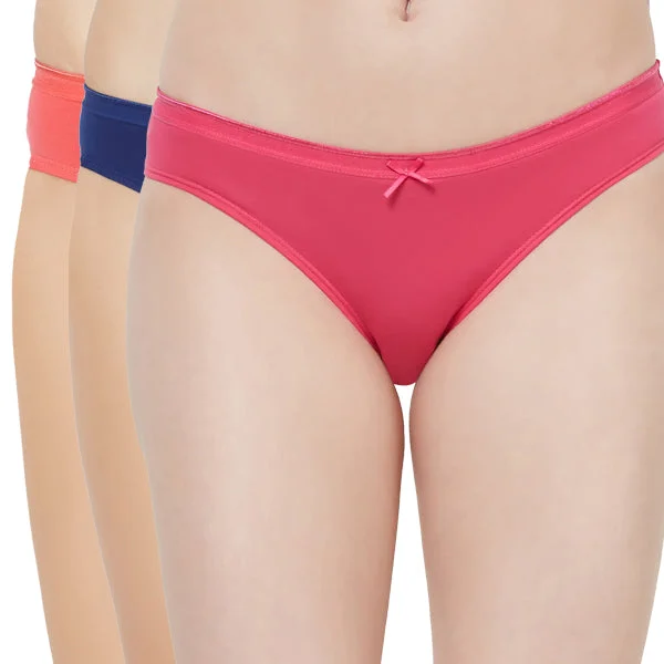 Mid Rise Medium Coverage Solid Colour Cotton Stretch Brief Panty (Pack of 3) - 3BF-14