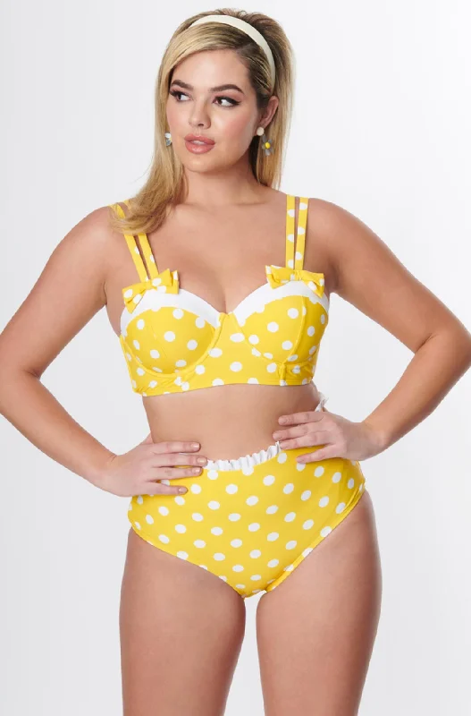 Polka Dot Bowed Swim Top