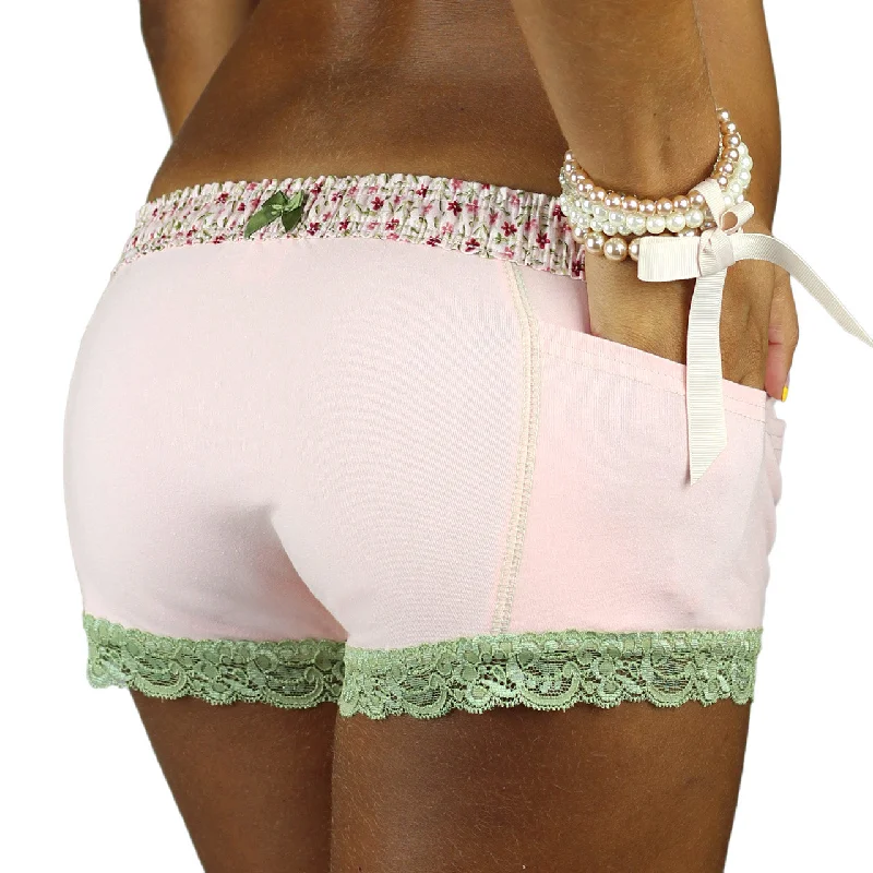 Pretty Pink Boyshorts Panties Pink Posies Waistband