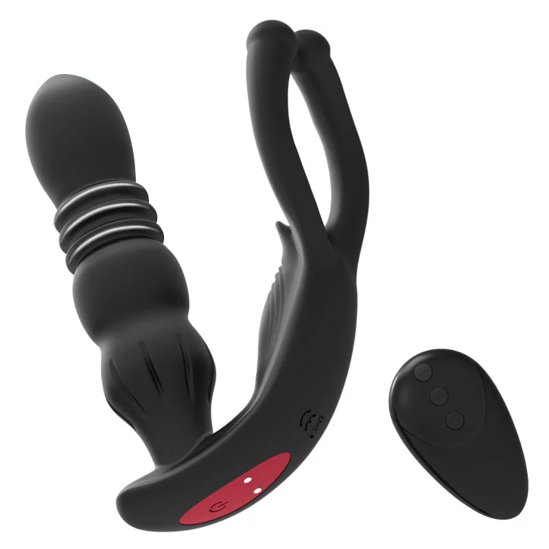 Prostate Massage Vibrator 10 Thrust Modes With Cock Ring Anal Plug